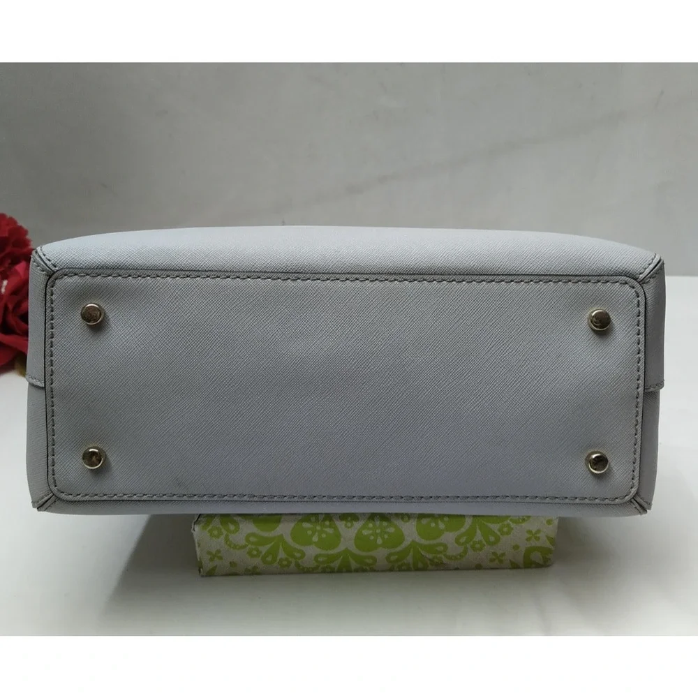 Kate Spade New York Light Blue Leather Dome Double Handles Zipper Satchel Bag